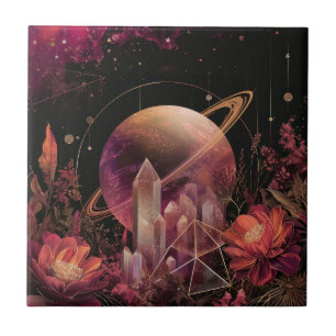 Luxury Gold Galaxy Planet Purple Space Ceramic Tile
