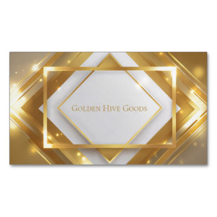 Luxury Gold Geometric Diamond Layered Frame Magnetic Business Card