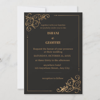 Luxury Gold Geometric Greenery Wedding  Invitation
