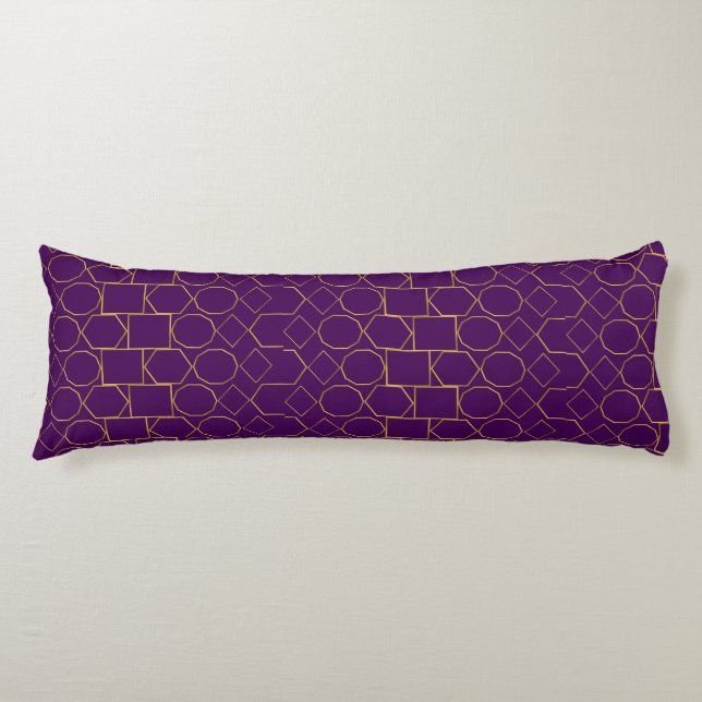 Luxury Gold Geometric on Royal Purple Body Cushion (Front)