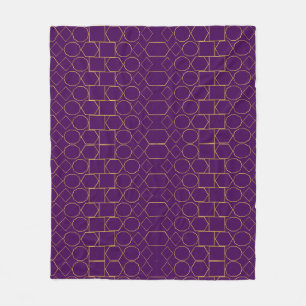 Luxury Gold Geometric on Royal Purple Fleece Blanket
