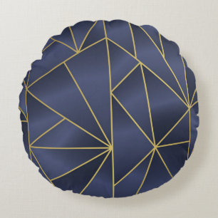 Luxury gold geometric seamless pattern round cushion