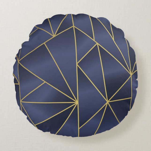 Luxury gold geometric seamless pattern round cushion (Front)