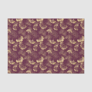 Luxury Gold Ginkgo Burgundy Tissue Paper