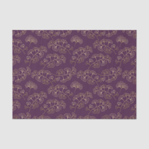 Luxury Gold Ginkgo Leaves on Deep Purple (2) Tissue Paper