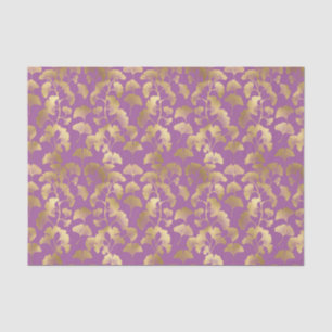 Luxury Gold Ginkgo Leaves on Deep Purple (5) Tissue Paper