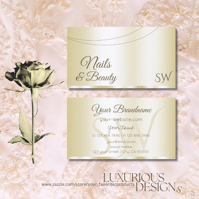 Luxury Gold Glamourous with Initials Professional Business Card (Creator Uploaded)