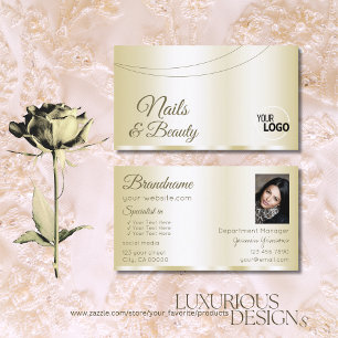 Luxury Gold Glamourous with Logo and Photo Stylish Business Card