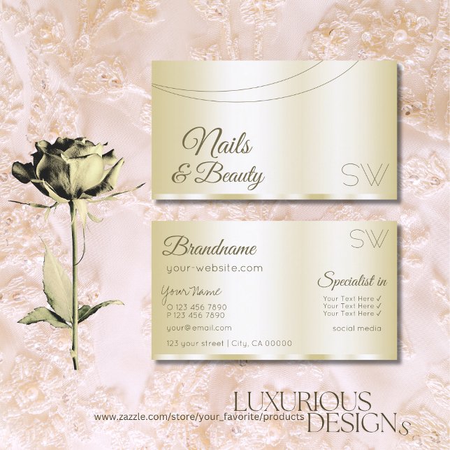 Luxury Gold Glamourous with Monogram Professional Business Card (Creator Uploaded)