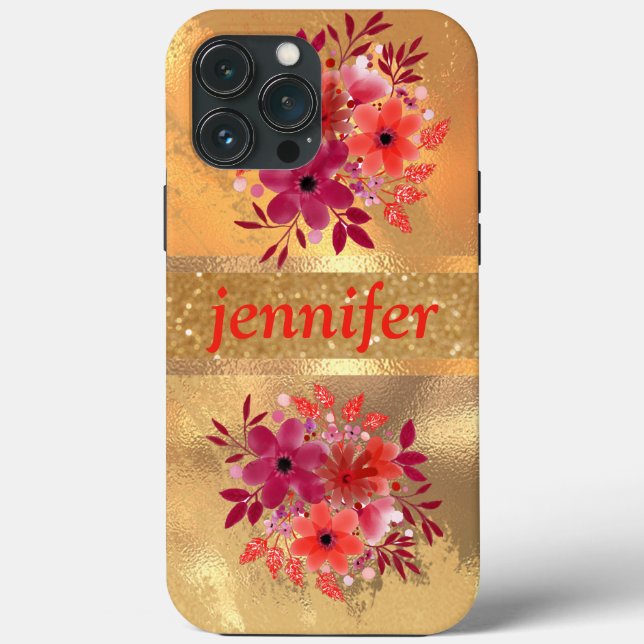 Luxury Gold Glitter and Sparkle Monogram  Case-Mate iPhone Case (Back)