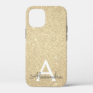 Luxury Gold Glitter and Sparkle Monogram iPhone 12 Mini Case