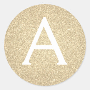 Luxury Gold Glitter and Sparkle Monogram Classic Round Sticker