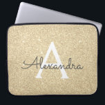 Luxury Gold Glitter and Sparkle Monogram Laptop Sleeve<br><div class="desc">Luxury Gold Faux Glitter and Sparkle Elegant Monogram Case. This case can be customised to include your initial and first name.</div>