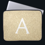 Luxury Gold Glitter and Sparkle Monogram Laptop Sleeve<br><div class="desc">Luxury Gold Faux Glitter and Sparkle Elegant Monogram Case. This case can be customised to include your initial and first name.</div>