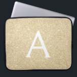 Luxury Gold Glitter and Sparkle Monogram Laptop Sleeve<br><div class="desc">Luxury Gold Faux Glitter and Sparkle Elegant Monogram Case. This case can be customised to include your initial and first name.</div>
