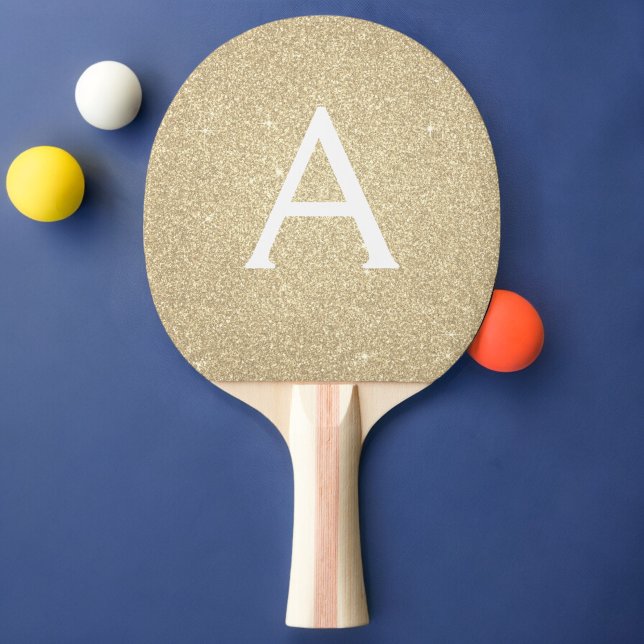 Luxury Gold Glitter and Sparkle Monogram Ping Pong Paddle (Creator Uploaded)