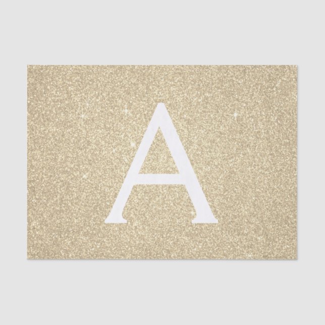 Luxury Gold Glitter and Sparkle Monogram Tissue Paper (Front)