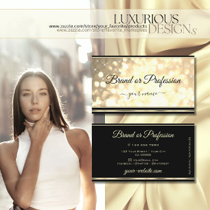 Luxury Gold Glitter Black Golden Border Elegant Business Card