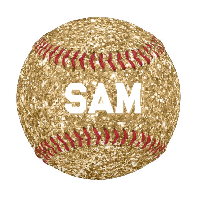 Luxury Gold Glitter Bold Sport Monogram Baseball (Front)