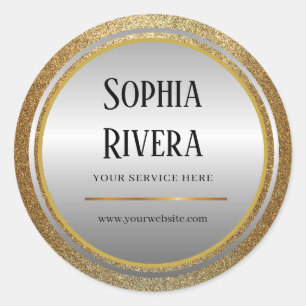 Luxury Gold Glitter Classic Round Sticker