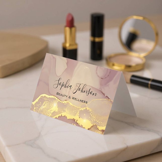 Luxury Gold Glitter Customisable Makeup Artist Car Business Card (Luxury Gold Glitter - Front)