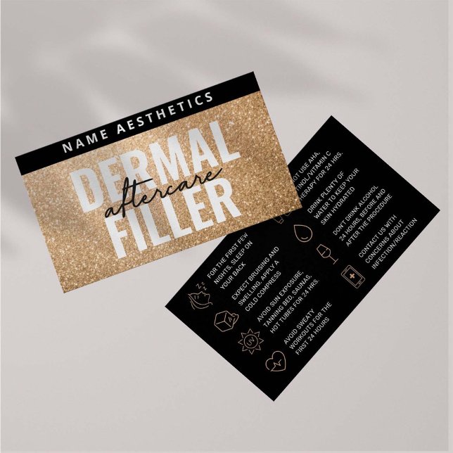 Luxury Gold Glitter Dermal Filler Aftercare Card (Creator Uploaded)