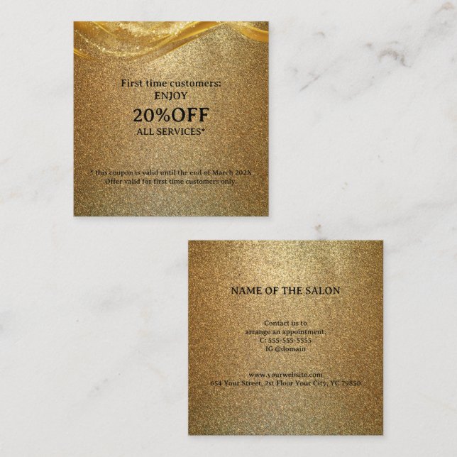 Luxury Gold Glitter Discount Card (Front/Back)