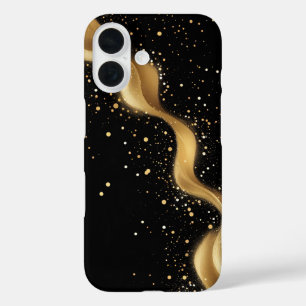 Luxury Gold Glitter Dust Abstract Art iPhone 16 Case