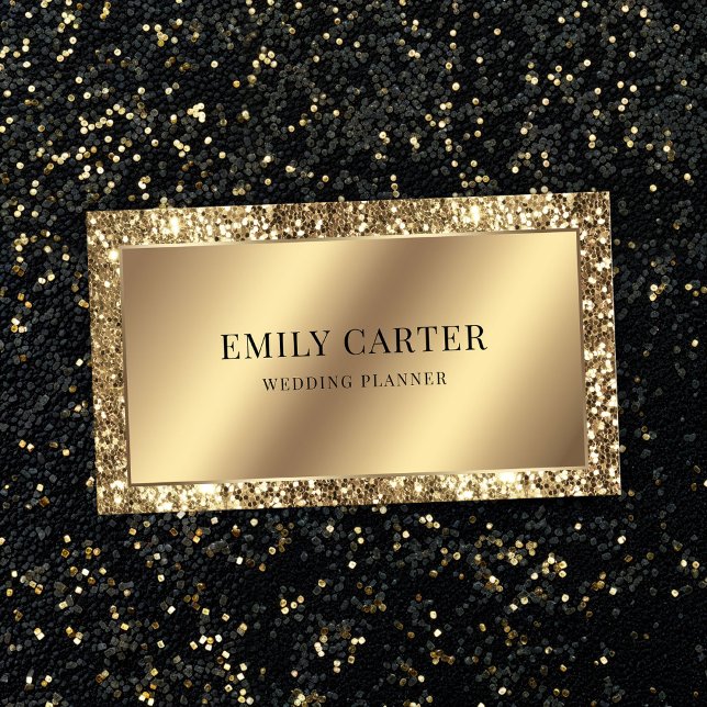 Luxury Gold Glitter Faux Metallic QR code Stylish  Business Card (Creator Uploaded)