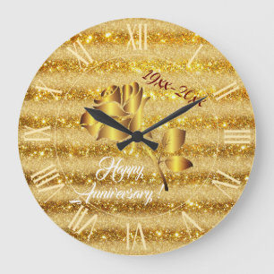 Luxury Gold Glitter Floral Gift Large Clock