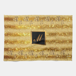Luxury Gold Glitter Floral Gift Tea Towel