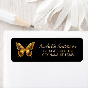 Luxury Gold Glitter Foil Butterfly Return Address  Label