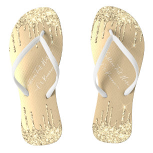 Luxury Gold Glitter Golden Sparkle Drips Your Text Thongs