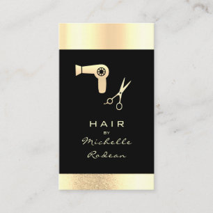 Luxury Gold Glitter Hair Stylist Tools Black Business Card