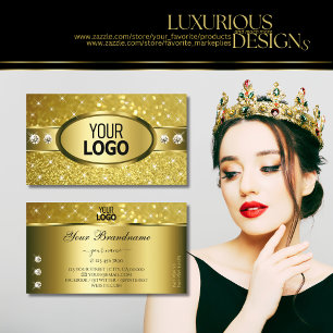 Luxury Gold Glitter Luminous Sparkle Diamonds Logo Business Card