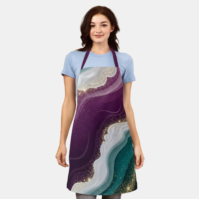 Luxury Gold Glitter Marble Pattern Apron (Worn)