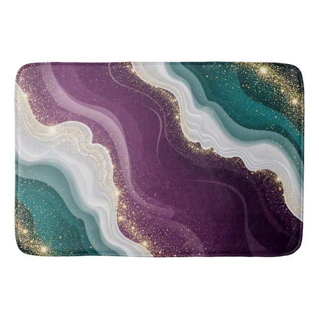 Luxury Gold Glitter Marble Pattern Bath Mat (Front)