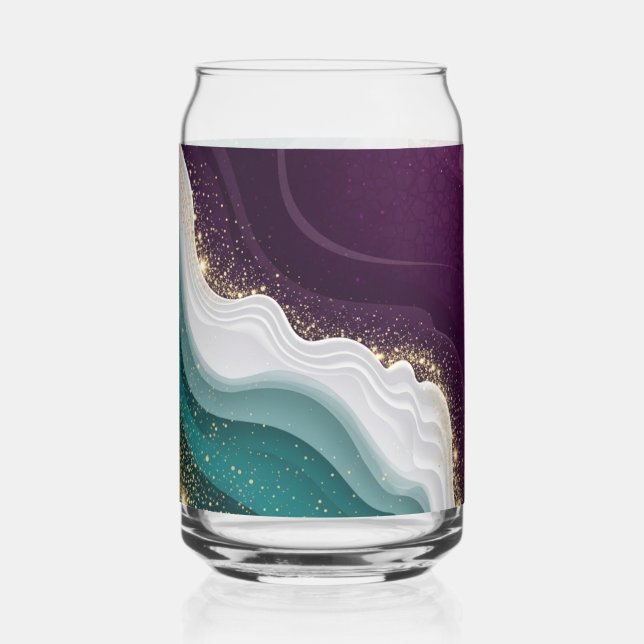 Luxury Gold Glitter Marble Pattern Can Glass (Front)