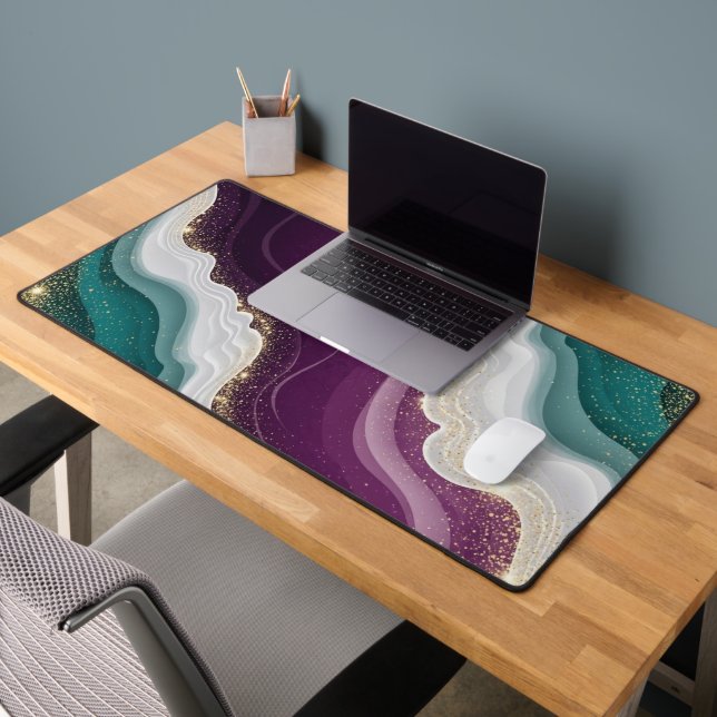 Luxury Gold Glitter Marble Pattern Desk Mat (Office 2)