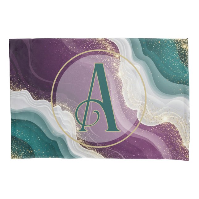 Luxury Gold Glitter Marble Pattern Pillowcase (Front-Left)