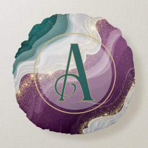 Luxury Gold Glitter Marble Pattern Round Cushion