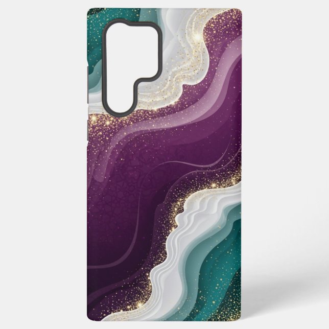 Luxury Gold Glitter Marble Pattern Samsung Galaxy S22 Ultra Case (Back)