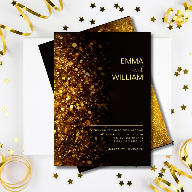 Luxury Gold Glitter Minimalist Modern Wedding Invitation (Luxury Gold Glitter Minimalist Modern Wedding Invitation )