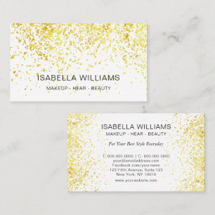 Luxury Gold Glitter Pattern Makeup Artist Business Card