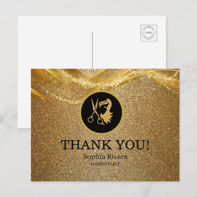 Luxury Gold Glitter Postcard (Front/Back)