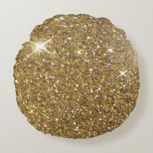 Luxury Gold Glitter - Printed Image Round Cushion