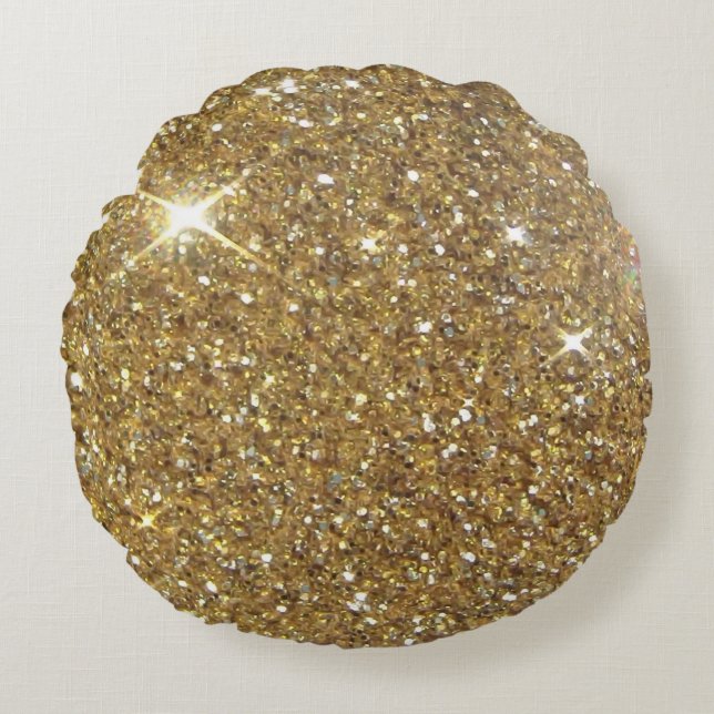 Luxury Gold Glitter - Printed Image Round Cushion (Front)