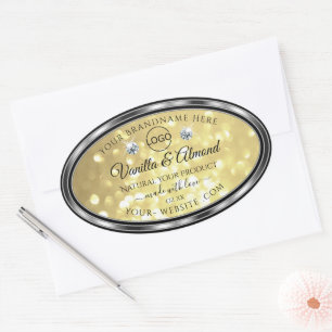 Luxury Gold Glitter Product Labels Diamonds Logo