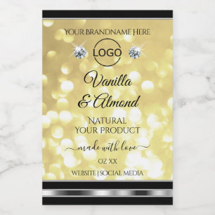 Luxury Gold Glitter Product Labels Diamonds Logo
