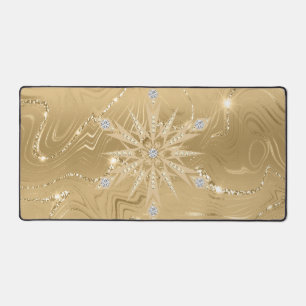 Luxury Gold Glitter Snowflake Diamond Desk Mat